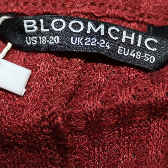 Bloomchic Blouse Women's 2X Wrap Knit Burgundy Russet VNeck Long Sleeve Plus NWT - Picture 2 of 11